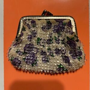 Vintage floral beaded coin purse